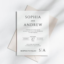 Minimalist Modern With Monogram Wedding Invitation