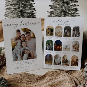 Minimalist Modern Year In Review Photo Family Holiday Card