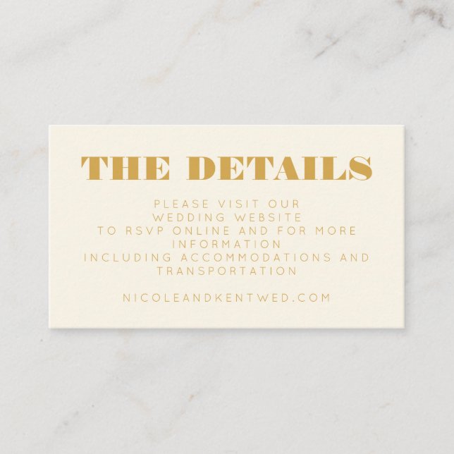 Minimalist Modern Yellow Chic Wedding Website Enclosure Card (Front)
