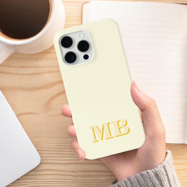 Minimalist Modern Yellow Initial Monogram iPhone Case (Creator Uploaded)
