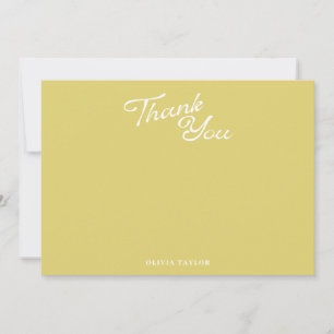 Minimalist Modern Yellow Retro Script Baby Shower Thank You Card