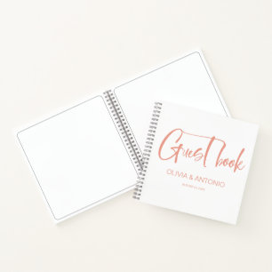 Minimalist Modren Elegant White Wedding Guest Notebook