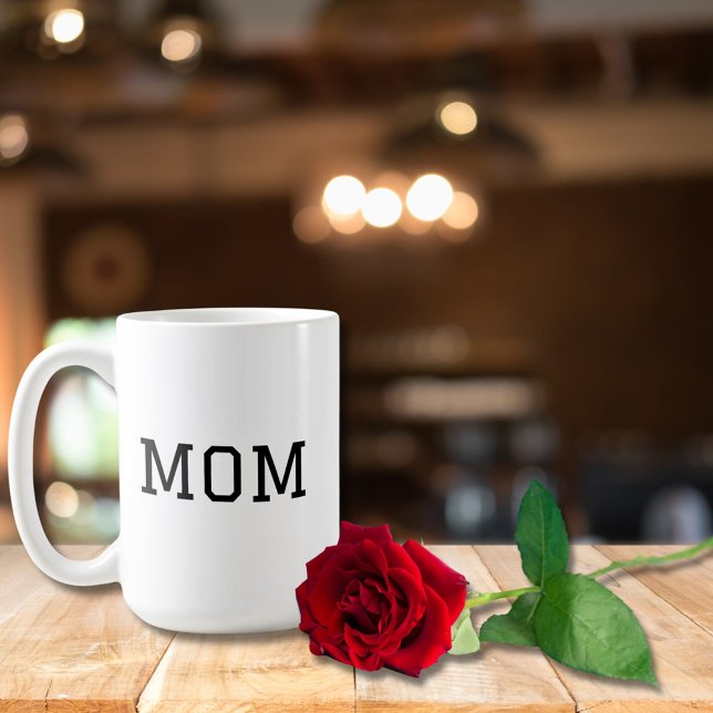 Minimalist "MOM" Black Typography Plain White Coffee Mug (Creator Uploaded)