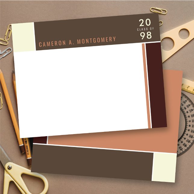 Minimalist Mondrian Modern Colour Blocks Graduatio Thank You Card (Minimalist Mondrian Modern Color Blocks Simple Graduation Thank You Stationery Note Card @ Zazzle)