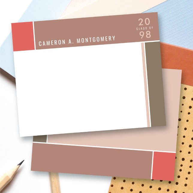 Minimalist Mondrian Modern Colour Blocks Graduatio Thank You Card (Minimalist Mondrian Modern Color Blocks Simple Graduation Thank You Stationery Note Card @ Zazzle)