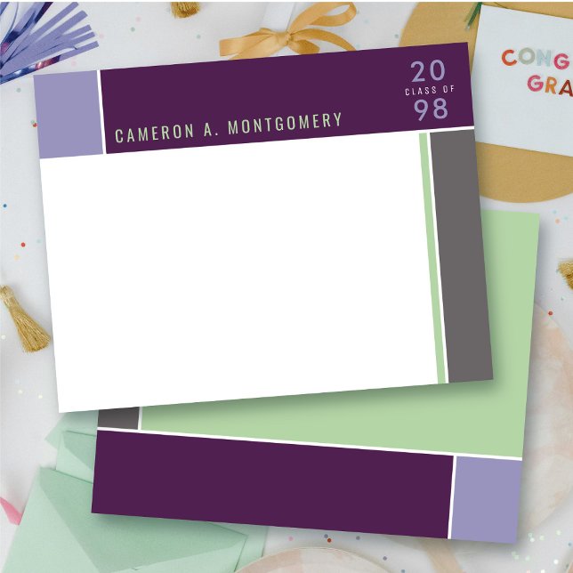 Minimalist Mondrian Modern Colour Blocks Graduatio Thank You Card (Minimalist Mondrian Modern Color Blocks Simple Graduation Thank You Stationery Note Card @ Zazzle)