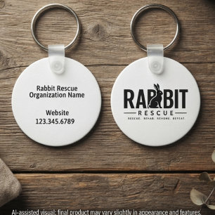 Minimalist Monochromatic Rabbit Rescue Lover Key Ring