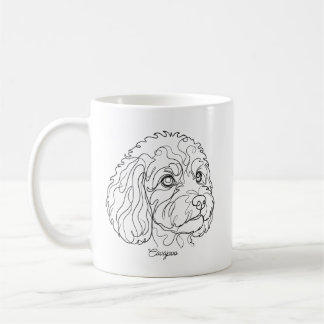 Minimalist Monochrome Cavapoo Cavoodle Line Art Coffee Mug