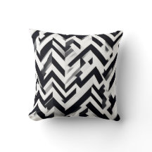 Minimalist Monochrome Chevron Pattern Throw Pillow