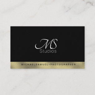 Minimalist Monochrome Gold Photography Designer Business Card
