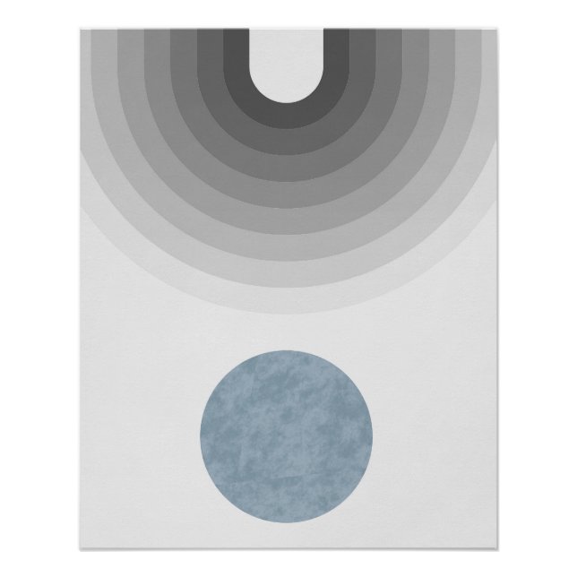 Minimalist Monochrome Gradient with Blue Circle Poster (Front)