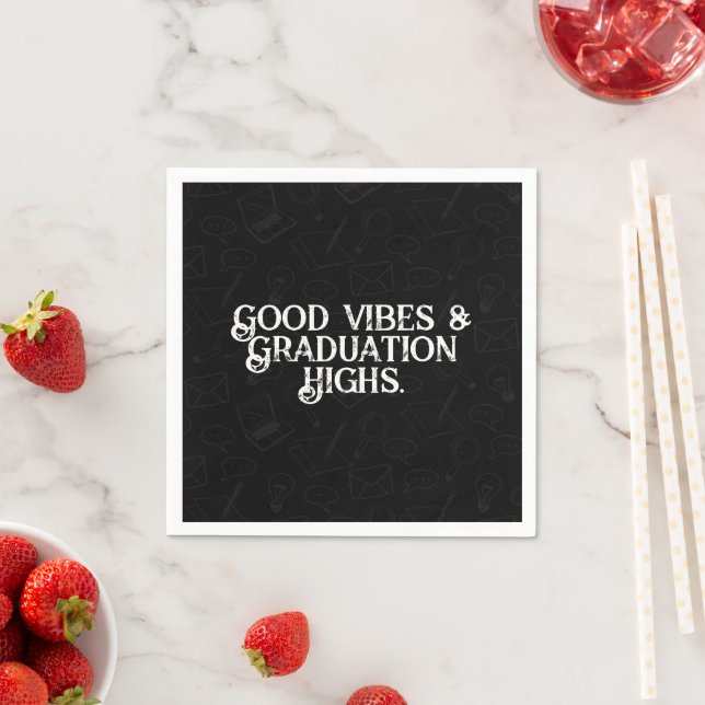Minimalist Monochrome Graduation Napkins (Insitu)