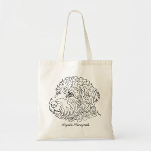 Minimalist Monochrome Lagotto Romagnolo Line Art Tote Bag