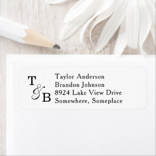 Minimalist Monogram Ampersand White Wed Address Return Address Label