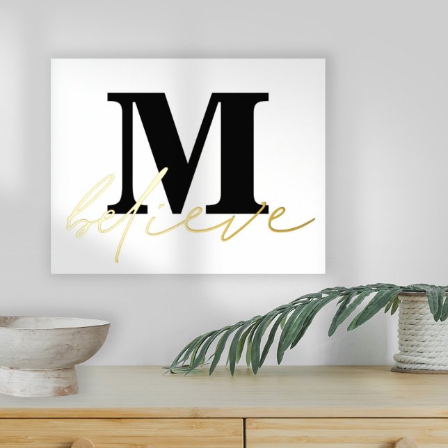Minimalist Monogram Believe Script Foil Prints (Creator Uploaded)