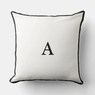  Minimalist Monogram Black Border Throw Pillow