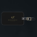 Minimalist Monogram Black Gold Elegant Script Luggage Tag<br><div class="desc">Chic and stylish,  this modern monogram luggage tag in black and yellow is a sophisticated minimalist design that combines your monogram in a hand lettered script along elegant serif typography.</div>