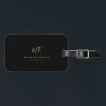 Minimalist Monogram Black Gold Elegant Script Luggage Tag<br><div class="desc">Chic and stylish,  this modern monogram luggage tag in black and yellow is a sophisticated minimalist design that combines your monogram in a hand lettered script along elegant serif typography.</div>