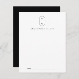 Minimalist Monogram Black & White Wedding Advice Card