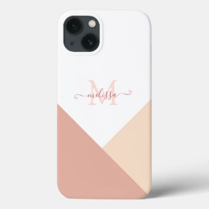 Minimalist Monogram Blush Pink Geometric  iPhone 13 Case