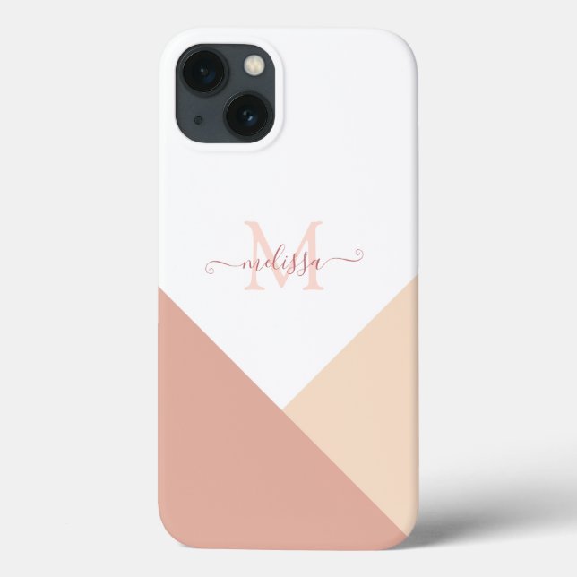 Minimalist Monogram Blush Pink Geometric  Case-Mate iPhone Case (Back)