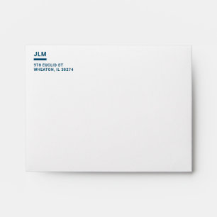 Minimalist Monogram Bold Navy Blue Typography      Envelope
