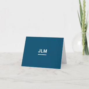 Minimalist Monogram Bold White Navy Blue Note Card
