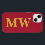 Minimalist Monogram Burgundy Gold Initial Modern iPhone 15 Case<br><div class="desc">personalised iphone case custom gift, personalised name case Christmas gift, custom name birthday present girl, custom phone case with name, bridesmaid gift present for daughter, wife Christmas present burgundy red maroon and gold, present for friend iphone case, customised phone case girlfriend fiancee, friend gift maid of honour, personalised matron of...</div>