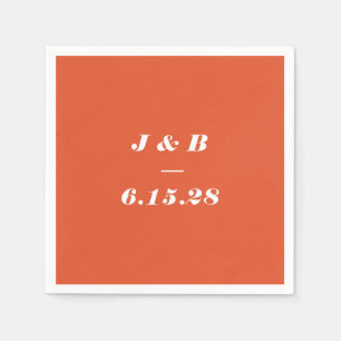 Minimalist Monogram Burnt Orange Wedding Custom Napkin