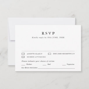 Minimalist Monogram Calligraphy Crest Meal Choice  RSVP Card