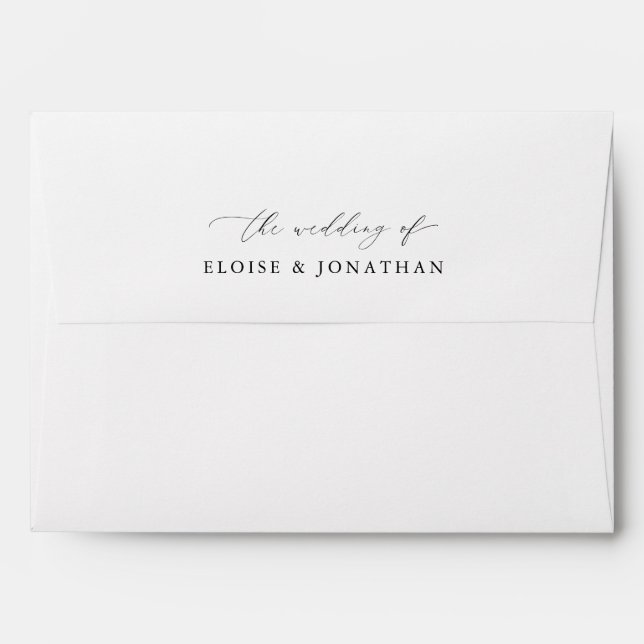 Minimalist Monogram Calligraphy Crest Wedding Envelope (Back (Top Flap))