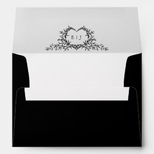Minimalist Monogram Calligraphy Crest Wedding Envelope