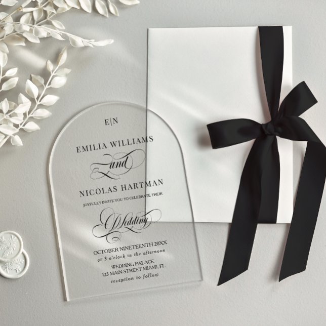Minimalist Monogram Classic Wedding Acrylic Invitations (Creator Uploaded)