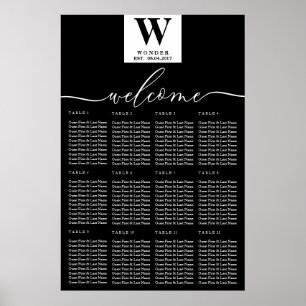Minimalist Monogram Contemporary Newlywed Weddin Poster