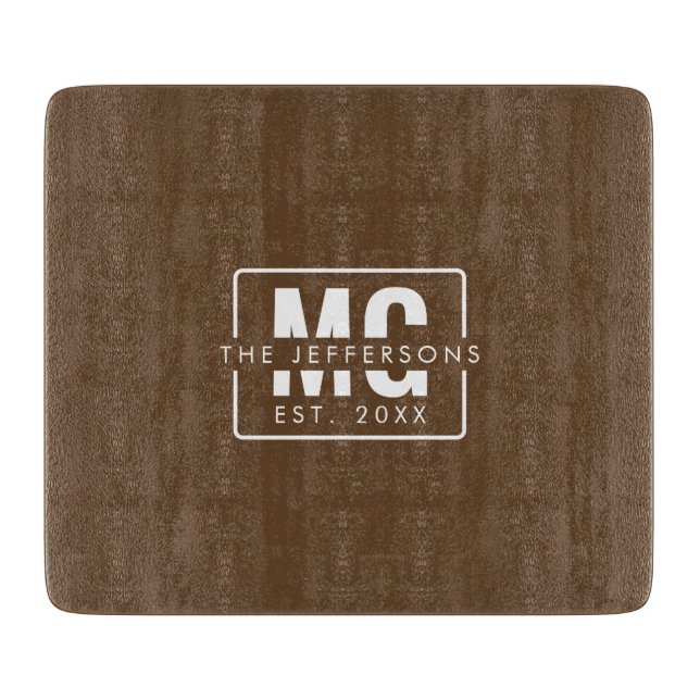Minimalist Monogram Couple Wedding Anniversary Cutting Board (Front)