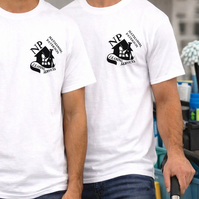 Minimalist Monogram Crew Cleaning Services Team T-Shirt (Creator Uploaded)