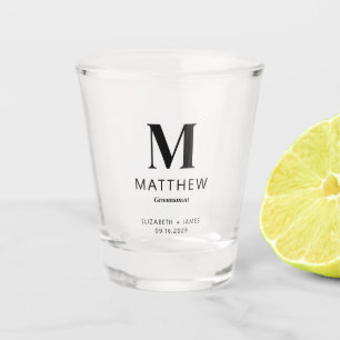 Minimalist Monogram Custom Groomsman Gift Simple Shot Glass