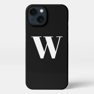 Minimalist monogram custom initial plain black  iPhone 13 case