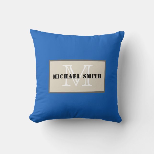 Minimalist Monogram Denim Background Cushion (Front)