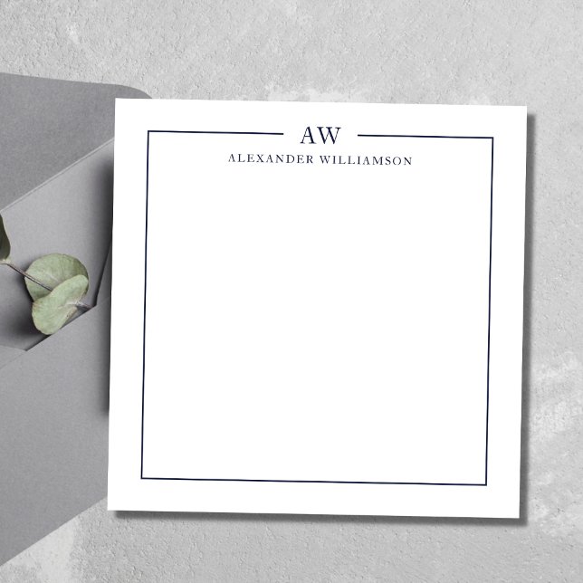 Minimalist Monogram Denim Blue Note Card (Creator Uploaded)