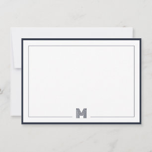 Minimalist Monogram Double Border Stationery Card