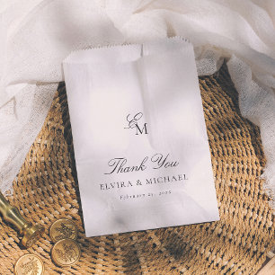 Minimalist Monogram Editorial Wedding Thank You Favour Bag