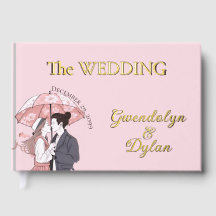 Minimalist monogram elegant pink couple umbrella