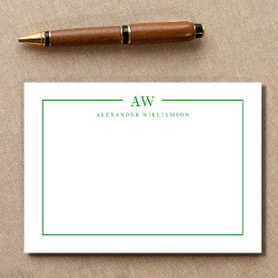 Minimalist Monogram Emerald Green Card