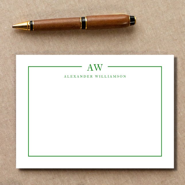 Minimalist Monogram Emerald Green  Card (Creator Uploaded)