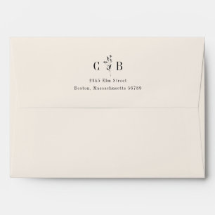 Minimalist Monogram Floral Ivory Return Address Envelope