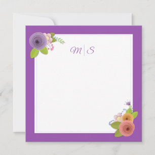 Minimalist  Monogram Floral Wreath Personalised Thank You Card