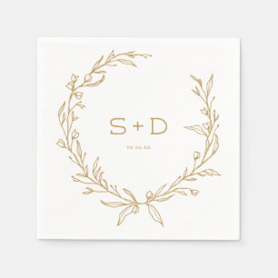 Minimalist Monogram Formal Wedding Cocktail Napkin