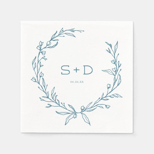 Minimalist Monogram Formal Wedding Cocktail Napkin (Front)