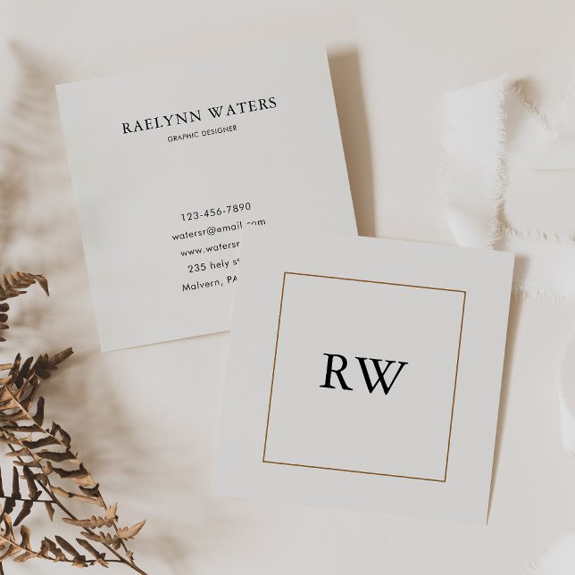 Minimalist Monogram Geometric Graphic Designer Square Business Card (Creator Uploaded)